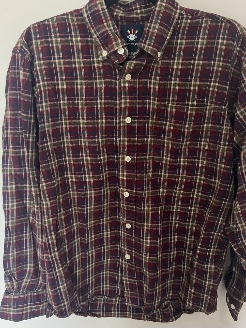 JCrew Button-Down Men's Plaid Shirt - Burgundy